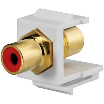 Rutenbeck Adapter Cinch Keystone KMK-Cinch 17000604 | Buchse/Buchse | vergoldete Kontakte | reinweiß RAL 9010