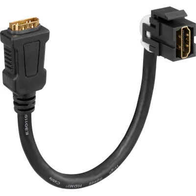 Rutenbeck HDMI-Keystone Adapter KMK-HDMI KP sw 17010662 | Buchse/Buchse | Kabelpeitsche 30cm | 4K 60Hz | schwarz