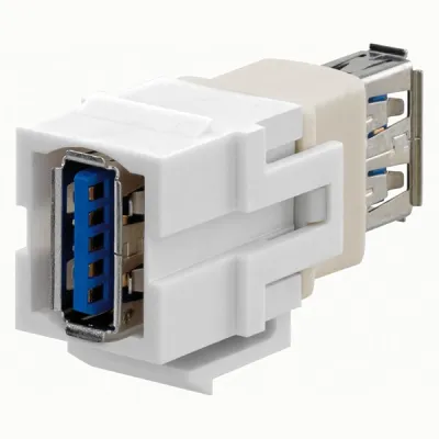 Rutenbeck USB-Keystone Adapter KMK-USB 3.0 rw | 17010650 | USB 3.0 Buchse/Buchse | Unterputz | reinweiß