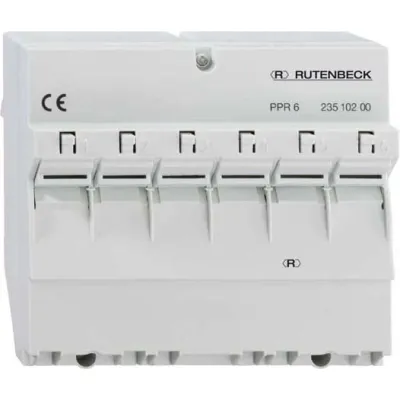 Rutenbeck Patchpanel PPR 6 REG | 6x RJ45 Cat.6 geschirmt | Hutschiene | lichtgrau RAL7035 | 23810200