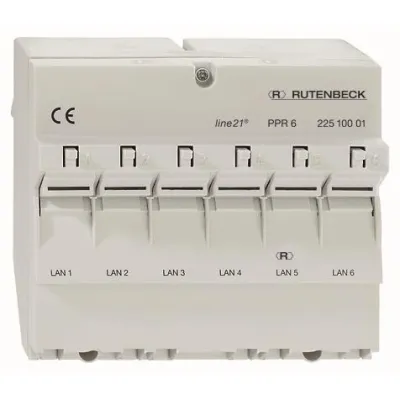 Rutenbeck Patchpanel line21-PPR 6 | 6x RJ45 Ports Cat5e | REG-Montage | geschirmt | lichtgrau RAL 7035