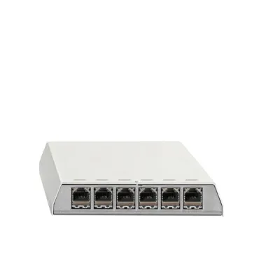 Rutenbeck Patchpanel 23611106 | 10 Gigabit | Cat.6A geschirmt | 6x RJ45 | Aufputz | Tisch-/Wandmontage | weiß RAL9010