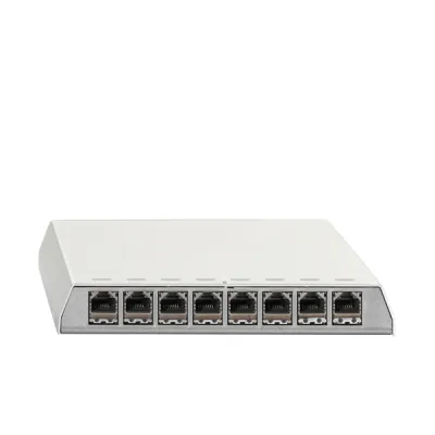 Rutenbeck Patchpanel 8 Port Cat.6A 23611108 | 10 Gigabit | geschirmt | RJ45 | Aufputz | Tisch/Wandmontage | weiß RAL9010