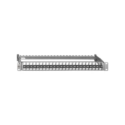 Rutenbeck Patchpanel PP-UM A-48/1 | 23900010 | 48 Port | RJ45 Cat6 geschirmt | 1HE 19 Zoll | Edelstahl | grau RAL7035