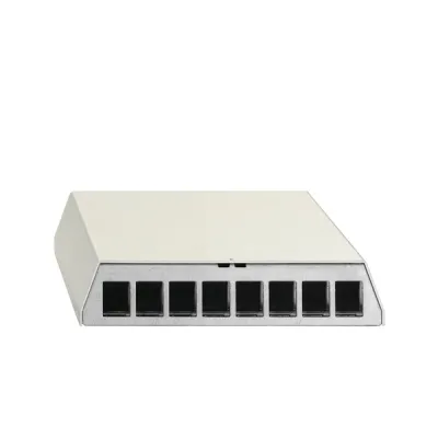 Rutenbeck Patchpanel PP-UM A-8 23911108 | 8-Port Cat6 RJ45 geschirmt | Aufputz Tisch/Wand | Hutschienenadapter | weiß