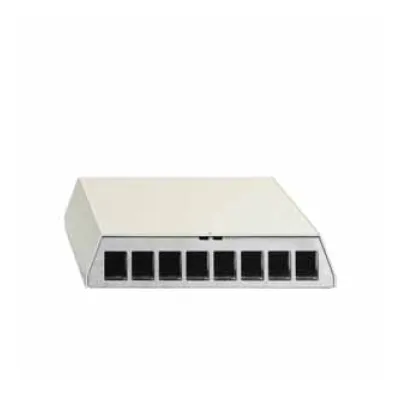 Rutenbeck Patchpanel PP-UM A-8 23911108 | 8-Port Cat6 RJ45 geschirmt | Aufputz Tisch/Wand | Hutschienenadapter | weiß