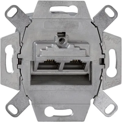 Rutenbeck UAE-Anschlussdose 2-fach Cat.6 geschirmt | 2x RJ45 | Unterputz | PoE++ | schräger Auslass