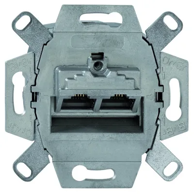 Rutenbeck UAE-Anschlussdose 2-fach Cat.6 geschirmt | 2x RJ45 | Unterputz | PoE++ | schräger Auslass