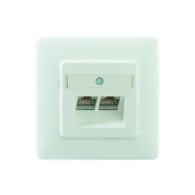 Rutenbeck Anschlussdose 138112070 | Cat.6 Class E | 2x RJ45 | Unterputz | geschirmt | reinweiß RAL 9010
