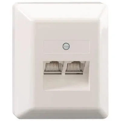 Rutenbeck UAE 2x8(8) | Aufputz-Anschlussdose Cat3 | 2x RJ45 8-polig | Schraubkontakte | reinweiß RAL9010