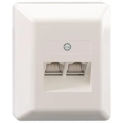 Rutenbeck UAE 8/8 AP 13010131 | Universal-Anschlussdose 2-fach | RJ45 Cat.3 | schräg | Schraubkontakte | reinweiß