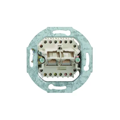 Rutenbeck UAE 8/8 Anschlussdose 2-fach Cat 3 Unterputz | 2x RJ45 | schräger Auslass | perlweiß RAL 1013