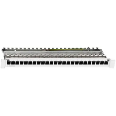 Rutenbeck Patchpanel 24-Port 239101000 | Cat.6A ISO | 10 Gbit/s | 1HE 19 Zoll | geschirmt | RJ45 | grau RAL7035