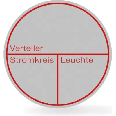 RZB Stromkreisbezeichnungsschild 99350.3 | 10 Aufkleber selbstklebend | DIN VDE 0108-100 | weiß-rot | Ø 35mm