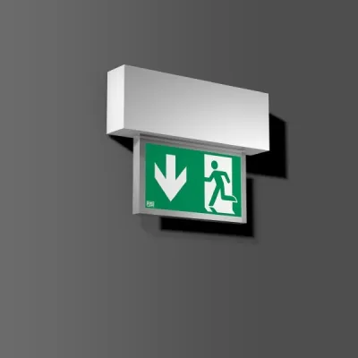 RZB Halyxx Wandleuchten 671501.004.1.07 3h Akku, Notleu. Piktogramm Pfeil unten