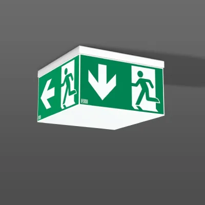 RZB LED-Sicherheitsleuchte Signcube Midi 672300.002.1 | Rettungsweg | 7,1W | 6500K | 3h Notlicht | IP40 | Deckenanbau