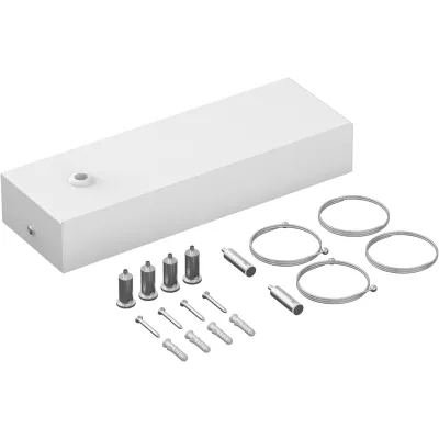 RZB Seilpendel Sidelite ECO 982035.022 | Befestigungssatz | mit Baldachin | 300x100x50 mm | Stahl | weiß
