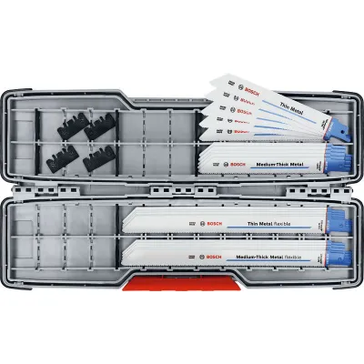 Bosch Säbelsägeblatt-Set 2607010995 | 20-teilig | Metall | ToughBox | Feinschnitt für Stahlrohre & Profile | Hellblau