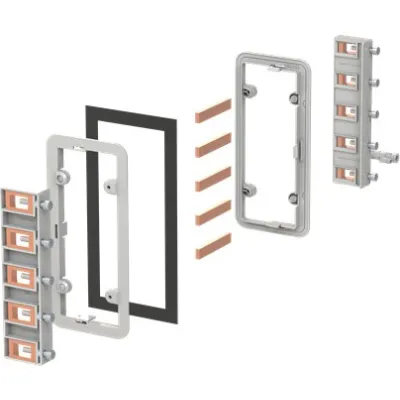 ABB Sammelschienenverbinder CZC4 | 2CPX052466R9999 | 5-polig | 12x5 mm Kupfer | 250A | Schrank-Schrank Verbindung | grau