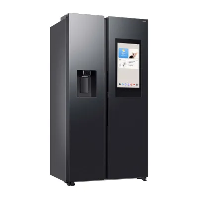 Samsung Side-by-Side Kühlschrank RS90F66BEFEF | Family Hub | 614 l | AI Voice Control | Eis-/Wasserspender | Black Steel