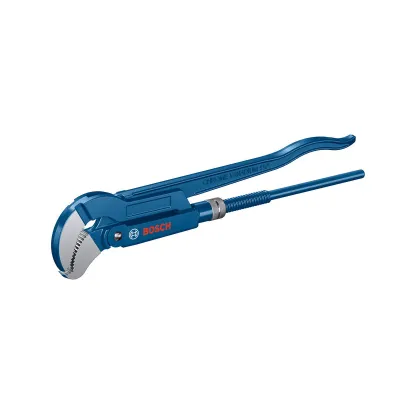 Bosch Professional Eckrohrzange 1600A02W3T | S-Maul 45° | 425mm | Chrom-Vanadium-Stahl | für Rohre bis 60mm | blau