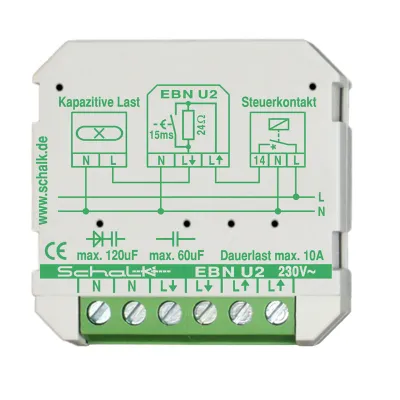 SCHALK Einschaltstrombegrenzer EBN U2 | 230V AC | 10A | Unterputz | Stromspitzen-Reduzierung | max. 2300 VA | kompakt