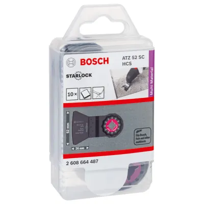 Bosch Schaber ATZ 52 SC 2608664487 | HCS, starr, 52x26mm | 10 Stück | für Mörtel, Fliesenkleber, Teppichkleber | schwarz