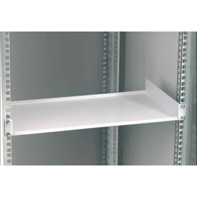 Schäfer IT-Systems 19" Fachboden ausziehbar | 2HE | 482,6x400mm | 40kg Traglast | Metall grau RAL 7035