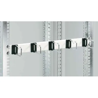 Schaefer 19 Zoll Rangierpanel 1HE 7979000 | Kabelmanagement Panel | 5 Kabelführungsbügel Metall | lichtgrau RAL 7035