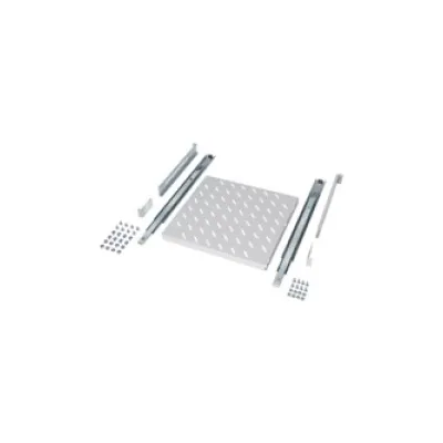 Schäfer Fachboden 19 Zoll 6760500 | Vollauszug perforiert | 1HE | 422x600 mm | Stahlblech | bis 50 kg | RAL 7035 grau