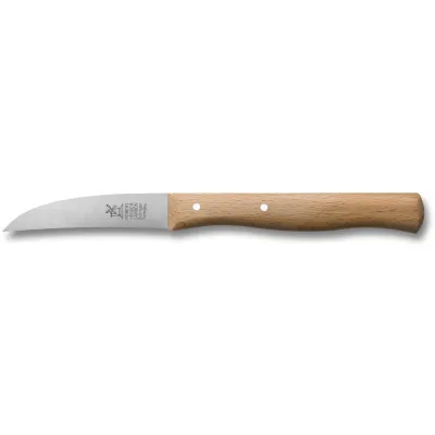 Robert Herder Windmühlenmesser Schälmesser Vogelschnabel lang | Carbon-Stahl | Klinge 7,1 cm | Griff Rotbuche