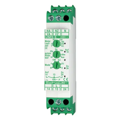 Schalk UMS 5 UMS509 Jalousiesteuerung REG | 230V AC | 2 Schließer 10A | Motorsteuerung Rollladen Tor | 18x55mm