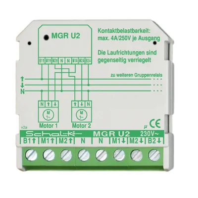 Schalk Motor-Gruppen-Relais MGR U2 230V AC | 2 Wechsler 5A | Unterputz | Rollladen Jalousie Steuerung