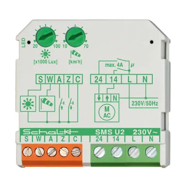 SCHALK Jalousiesteuerung SMS U2 | Motorsteuerung sensorgesteuert 230V AC | integrierte Zeitschaltuhr | Unterputz | grau