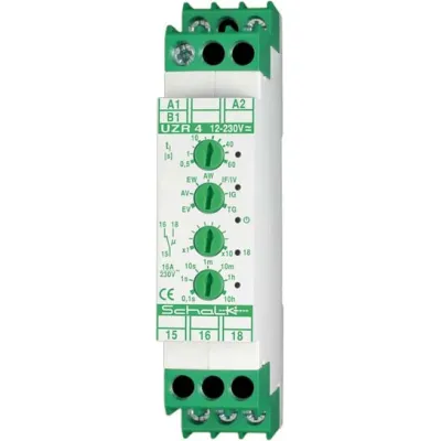 Schalk Zeitrelais UZR 4 (12-230V UC) | Multifunktions-Zeitrelais | 1 Wechsler 16A | Hutschiene | 0,1s-100h | AC/DC