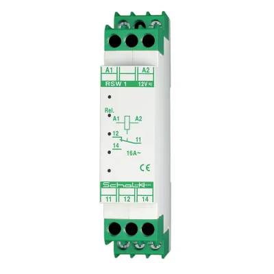 SCHALK Schaltrelais RSW 1 12V UC | 1 Wechsler 16A | monostabil | Schraubanschluss | LED-Anzeige | 18x88x58mm | IP20