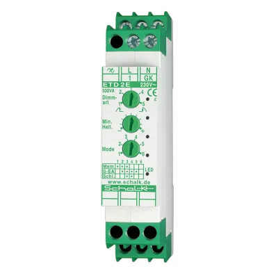 Schalk Universal-Tastdimmer ETD 2E REB | 230V AC | 0-500W | LED kompatibel | Phasenan-/abschnitt | Hutschiene | Grau