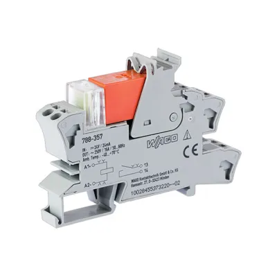WAGO Relaismodul 788-357 | Schaltrelais 1 Schließer | 24V DC | 16A | Federzuganschluss | LED-Anzeige | IP20 | 15x53x86mm