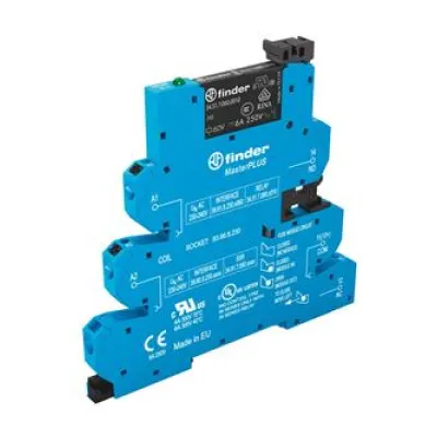 Finder Koppelrelais MasterPlus 39.61.0.024.0060 | Schaltrelais 24V AC/DC | 1 Wechsler | 6A | Push-In | LED | IP20 | grau