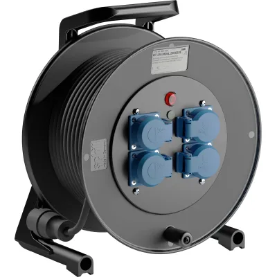 Schill Spezialgummi-Kabeltrommel GT 310.MD4L.25KS325 | 25m | 4x SCHUKO | H07RN-F 3x2,5mm² | IP44 | schwarz