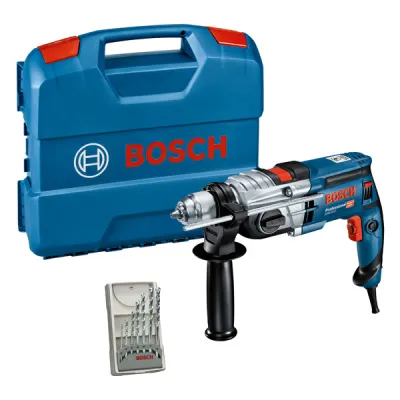 Bosch Schlagbohrmaschine GSB 20-2 060117B401 | 850W | 2-Gang | KickBack Control | L-Case | 7-tlg. Steinbohrer-Set | Blau