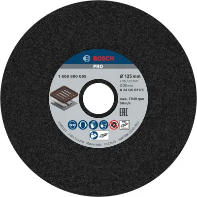 Bosch Schleifscheibe 1608600069 | 125 mm x 20 mm | K24 Grobschliff | für Metall & Gusseisen | Aluminiumoxid