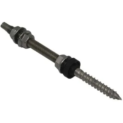 Schletter Stockschraubenset 12x200 montiert 110012-200 | Photovoltaik-Befestigung | Edelstahl V4A | EPDM | 200 mm