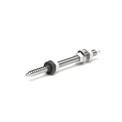 Schletter Stockschraubenset 12x200 montiert 110012-200 | Photovoltaik-Befestigung | Edelstahl V4A | EPDM | 200 mm