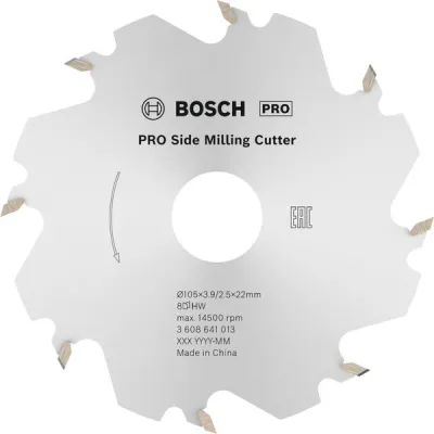 Bosch Scheibenfräser 3608641013 | Flachdübelfräser 105 mm Ø | 8 Zähne | für Holz & Massivholz | Silber