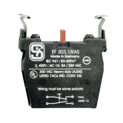 Schmersal Tastelement EF303.1 | Hilfsschalterblock | 1 Schließer | 1 Öffner | 8A AC-15 230V | Schraubanschluss