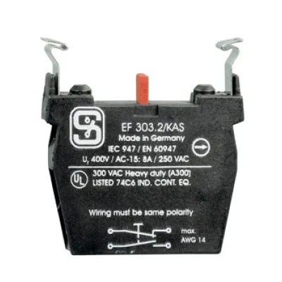 Schmersal Tastelement EF303.2 Hilfsschalterblock | 1 Schließer | 1 Öffner | 8A AC-15 | Schraubanschluss | Frontmontage