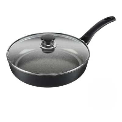 BALLARINI Schmorpfanne Bari 28cm mit Deckel | Keramik-Antihaft | Induktion | Aluminium | Granit-Optik grau