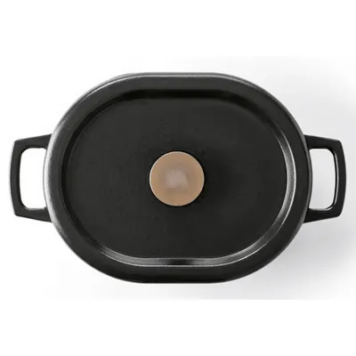 BEKA Schmortopf Nori 15141314 | oval 31 cm | Gusseisen emailliert | 5,5 l | Induktion & Backofen | schwarz