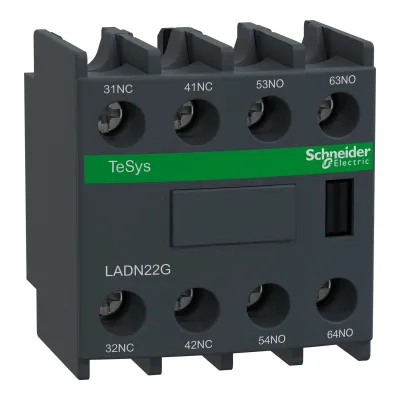 Schneider Electric Hilfsschalterblock LADN22G | 2S 2Ö | Schraubanschluss | aufsteckbar | 10A 690V AC | TeSys D